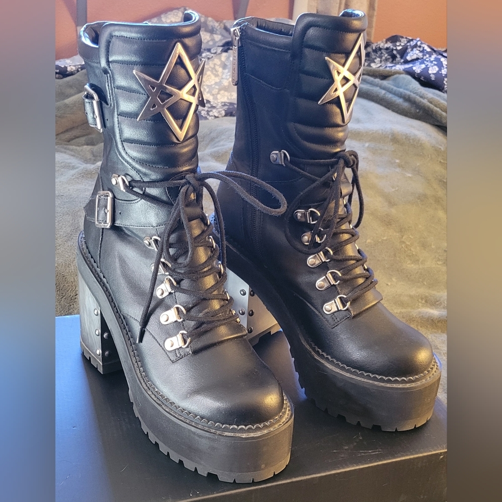 Killstar Celestial Sacred Sixx boots, size 9